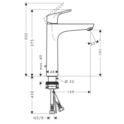 HANSGROHE Fokus смеситель для раковины высокий 190, хром