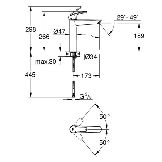 Купить GROHE Eurosmart 21 Смеситель для раковины высокий, размер XL, хром в магазине 1stСантехника от производителя Grohe