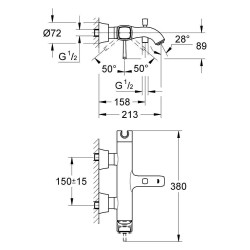 GROHE Grandera cмеситель для ванны, хром/золото