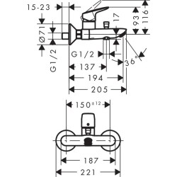 HANSGROHE Logis смеситель для ванны, хром