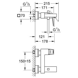 GROHE Eurocube смеситель для ванны, хром