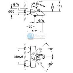 GROHE Chiara смеситель для ванны, хром