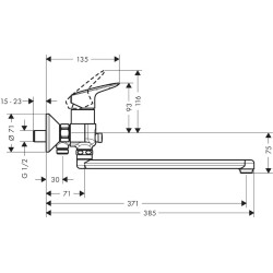 HANSGROHE Logis смеситель для ванны с длинным изливом, хром