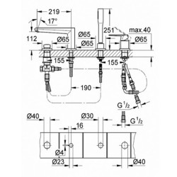 GROHE Eurodisc Cosmopolitan смеситель на борт  ванны, на 4 отверствия