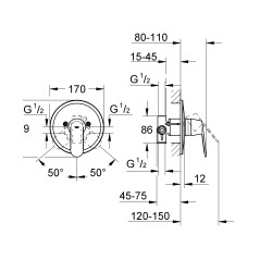 GROHE Eurosmart Cosmopolitan встраиваемый смеситель для душа КОМПЛЕКТ