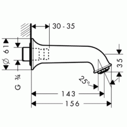 HANSGROHE Talis Classic излив для ванны, хром