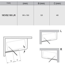Ravak шторка только для ванны 10° 10CVS2-100 R (правая)