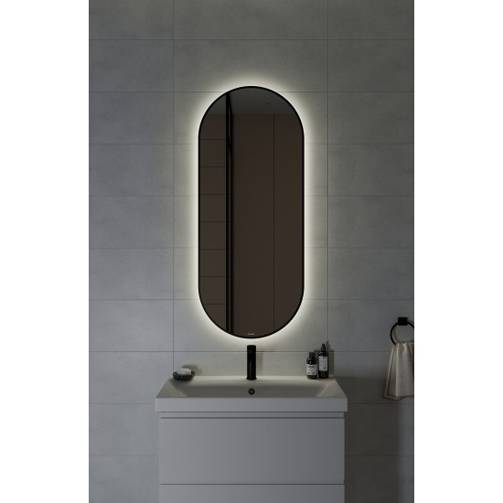 Купить Cersanit Eclipse smart Зеркало 50/122 см. с подсветкой в черной рамке, овал в магазине 1stСантехника от производителя Cersanit