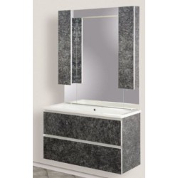 Gemelli QUADRO-M Зеркало с боковыми шкафчиками, с подсветкой 100, ламинат серый